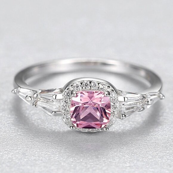 Sterling Silver Pink Gemstone ring - Picture 3 of 4